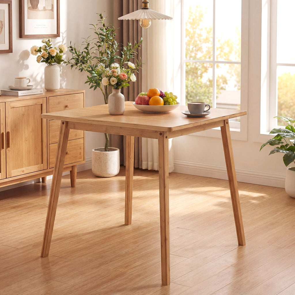 27.5 Inch Square Bamboo Dining Table for 2-4 People-Natural