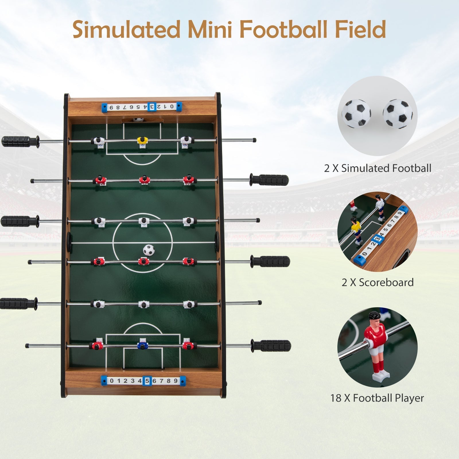 27 Inch Foosball Table Mini Tabletop Soccer Game