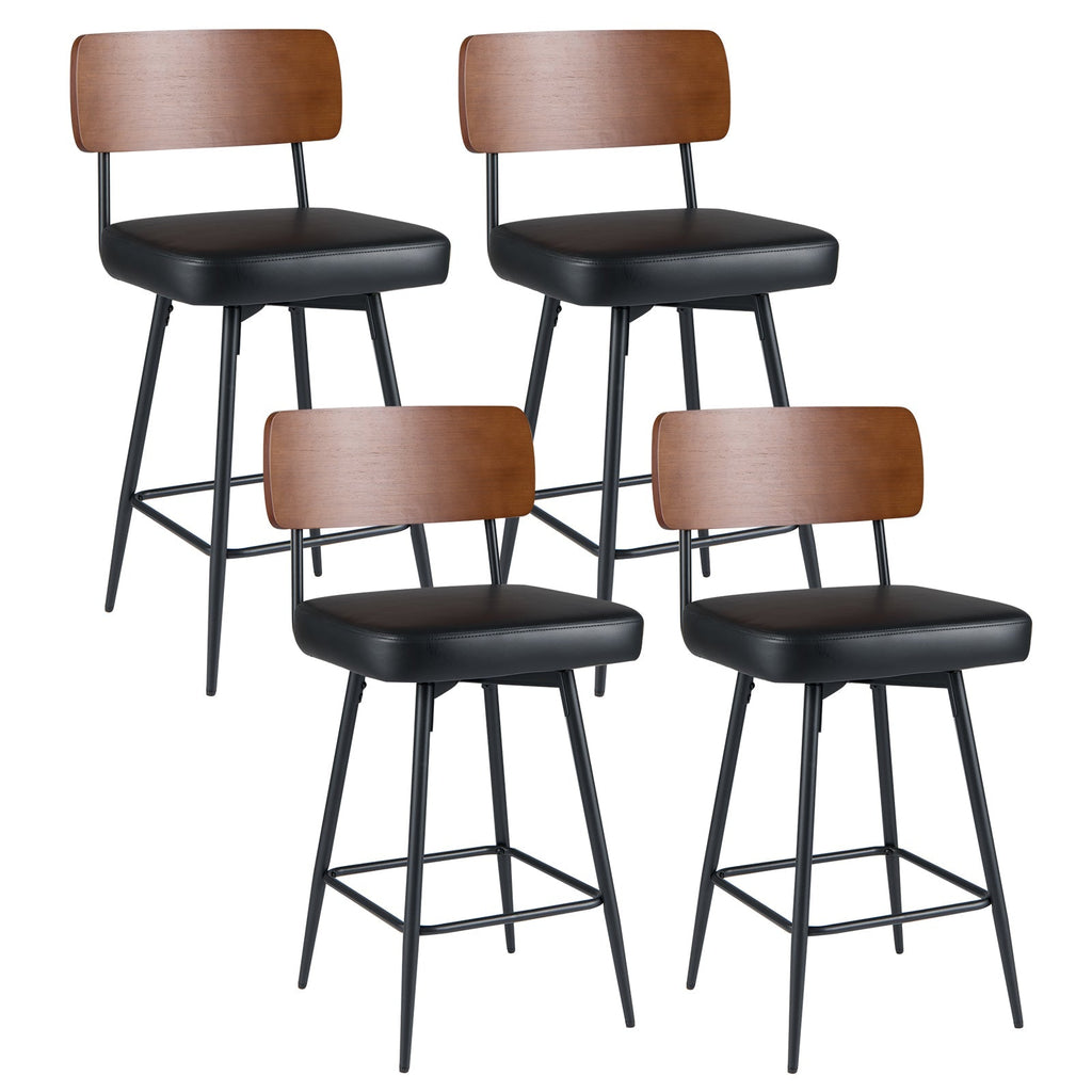 27 Inch Padded Counter Barstools Set of 4 with Metal Legs