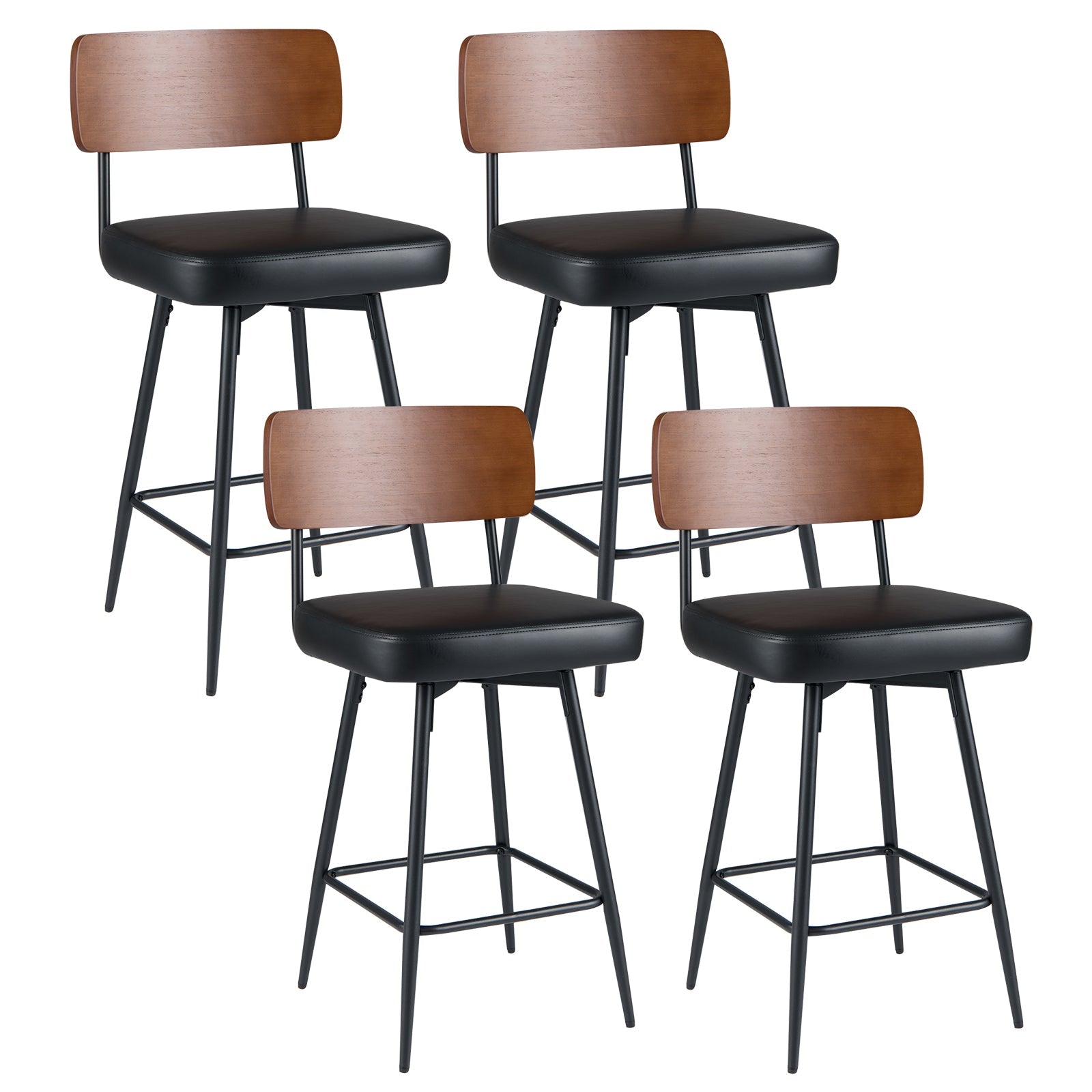 27 Inch Padded Counter Barstools Set of 4 with Metal Legs