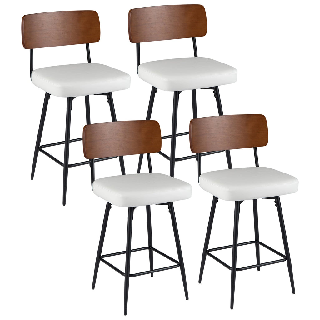 27 Inch Padded Counter Barstools Set of 4 with Metal Legs