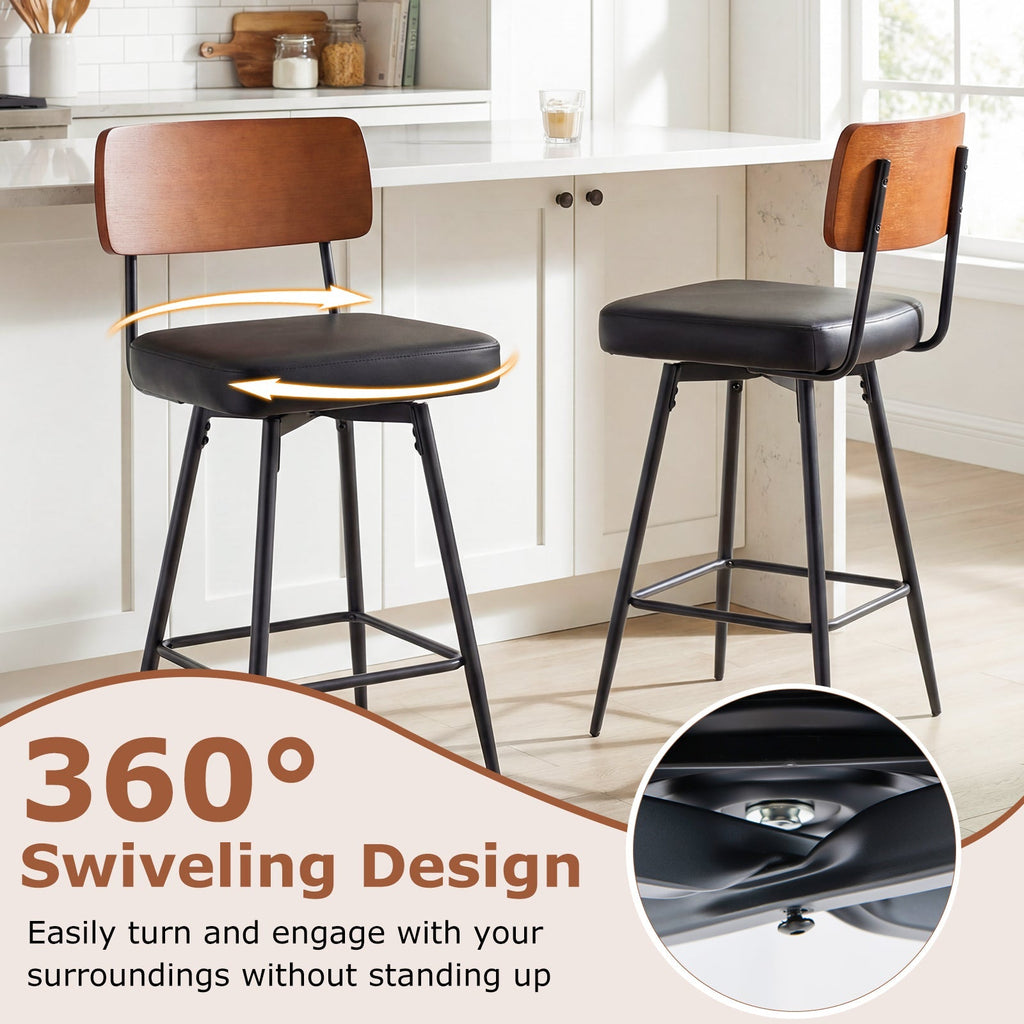27 Inch Padded Counter Barstools Set of 2 with Metal Legs