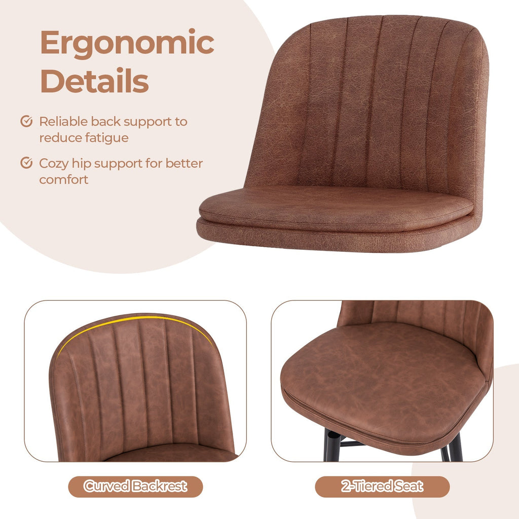 27 Inch Swivel Bar Stool Set of 2 Counter Height Chair with Padded Seat-Black and Brown