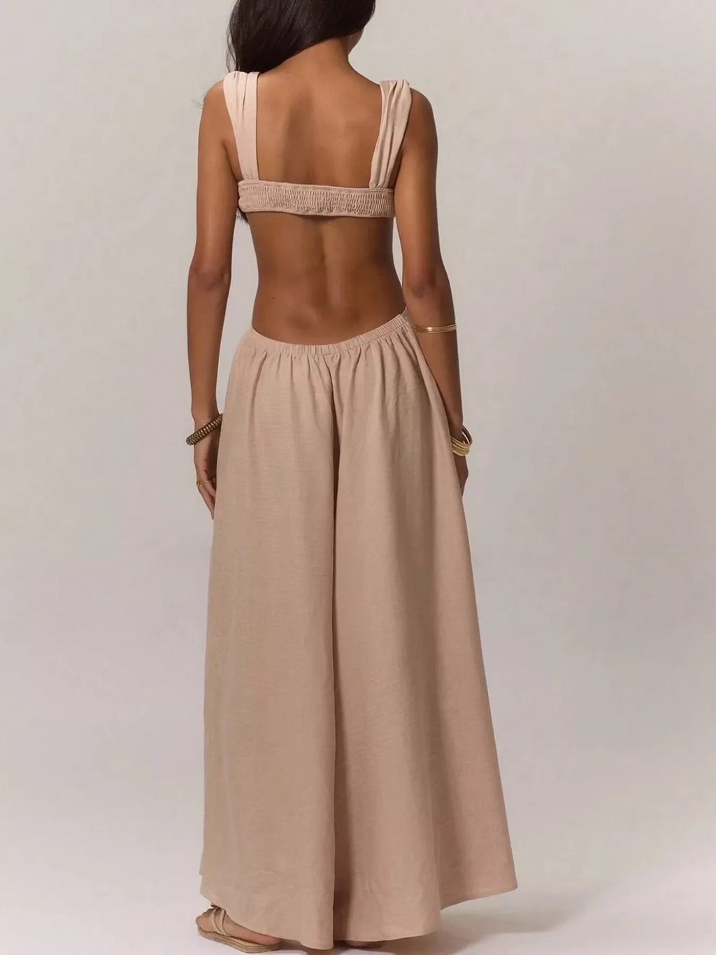 Backless Wide-Leg Jumpsuit with Cut-out Detail