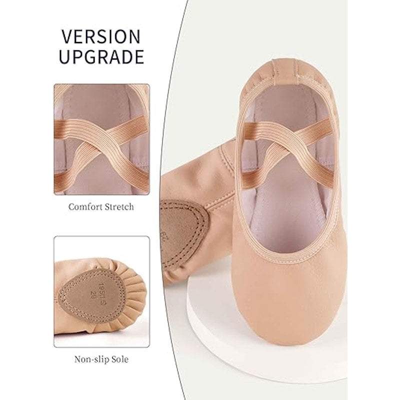 New Daydance Toddler Girls Size 6.5 Pink Ballet Flats PU Leather Dance Shoes