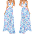 V-neck White Trimmed w/ Sides Cutout Maxi Dress