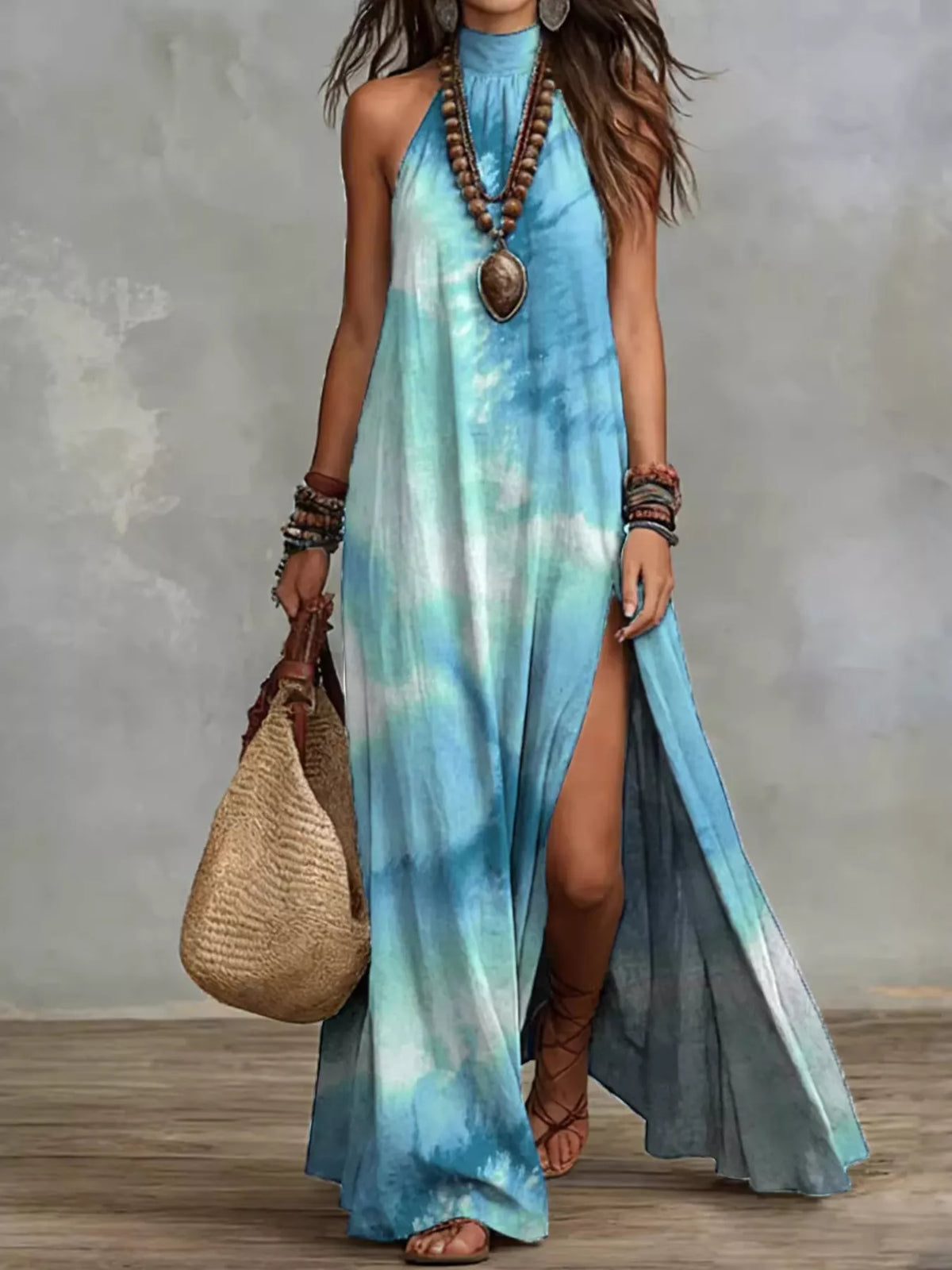 Printed Sleeveless Maxi Dress