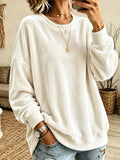 Full Size Solid Color Crew Neck Sweatshirt Plus Size