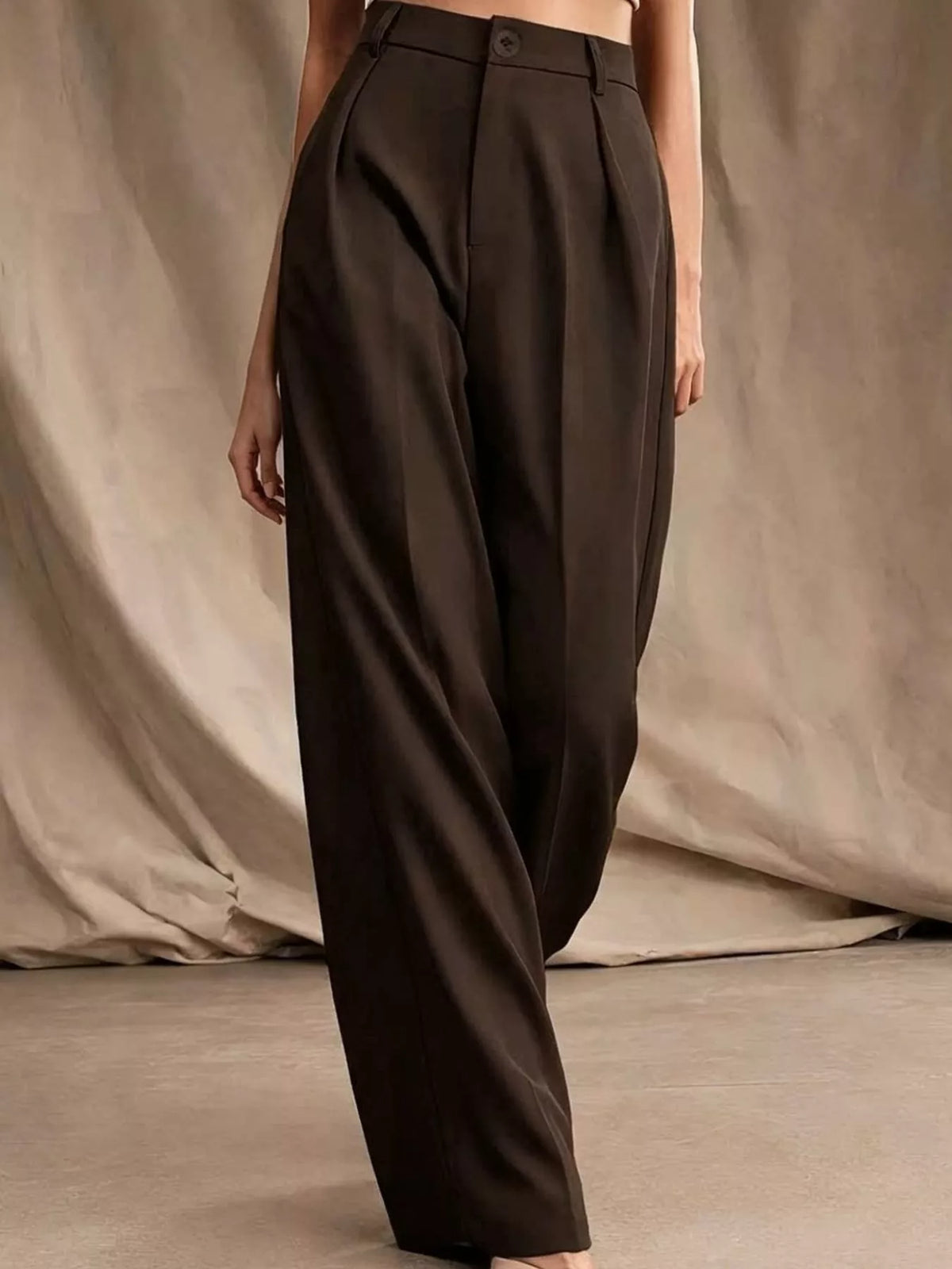 High-Waisted Pleated Wide-Leg Pants