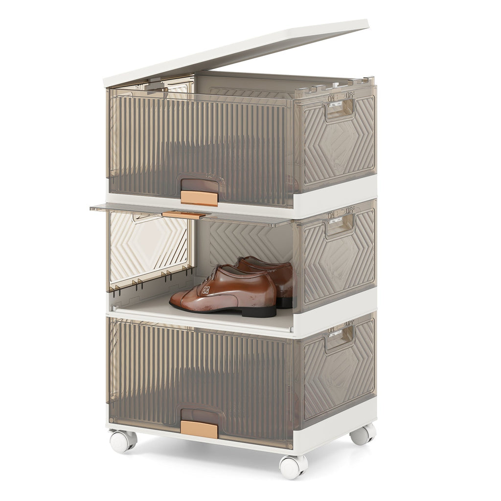 3/4/5/6-Cube Stackable Storage Bins with Detachable Wheels