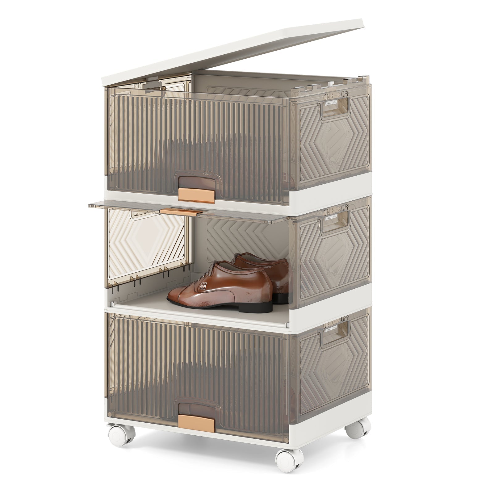 3/4/5/6-Cube Stackable Storage Bins with Detachable Wheels