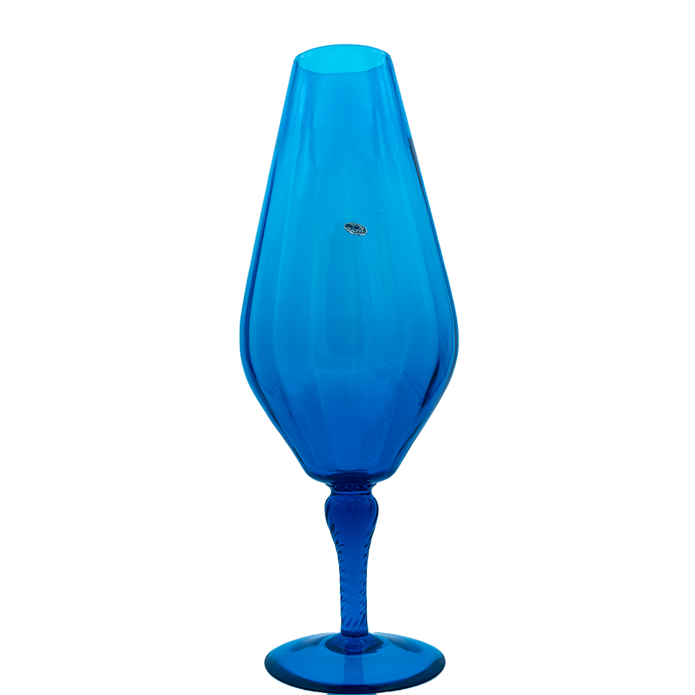 Italian Empoli Teardrop Art Glass Vase – Blue Mid‑Century Accent