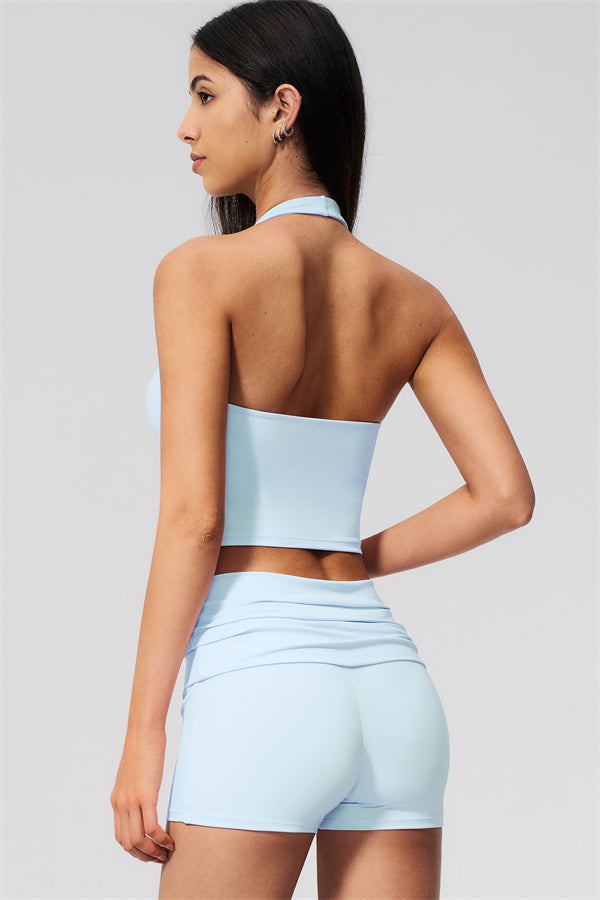 The Twirl Wide Strap Halter Crop Top