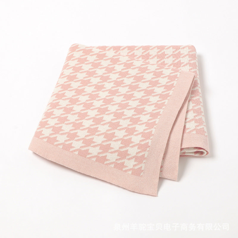 Houndstooth Jacquard Baby Swaddle Knitted Blanket