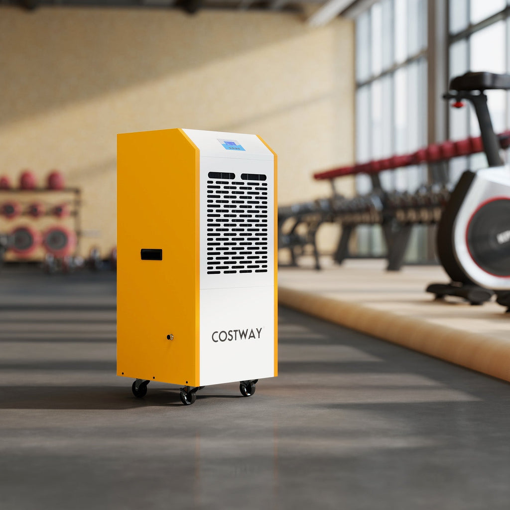 290 Pints Commercial Dehumidifier with Pump and Drain Hose for Basement Warehouse-Yellow
