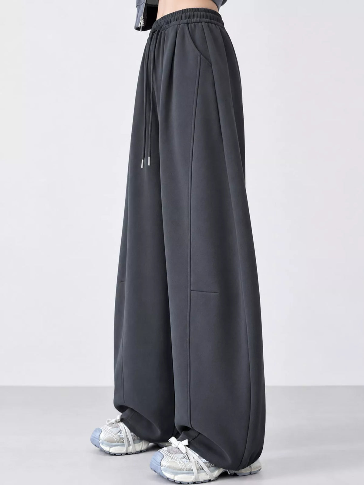 Full Size Drawstring Loose Fit Wide-Leg Sweatpants Plus Size