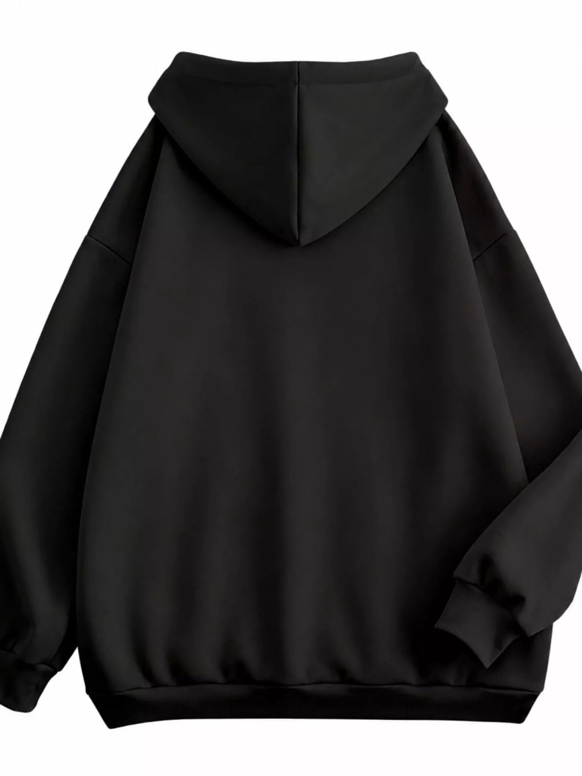Full Size Oversized Solid Zip-Up Hoodie with Drawstring Plus Size