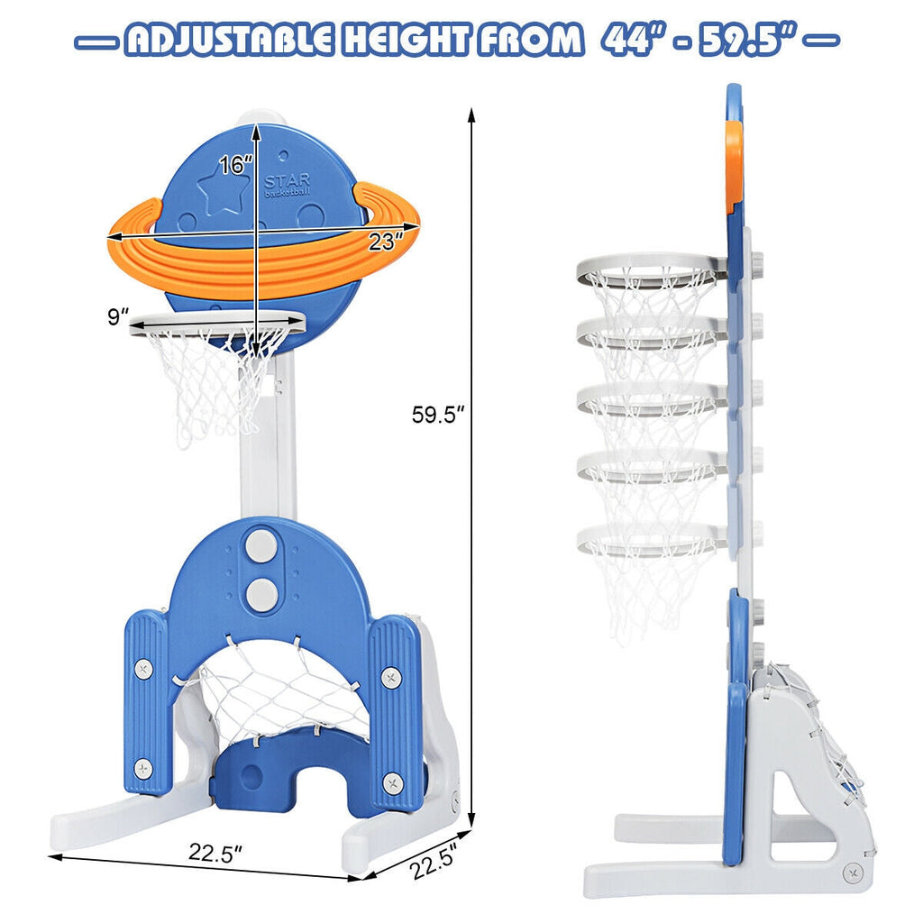 3 in 1 Height Adjustable Kids Basketball Hoop Set with Balls