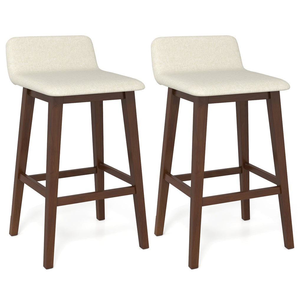 29 Inch Low-Back High-Top Chairs with Padded Seat and Rubber Wood Legs