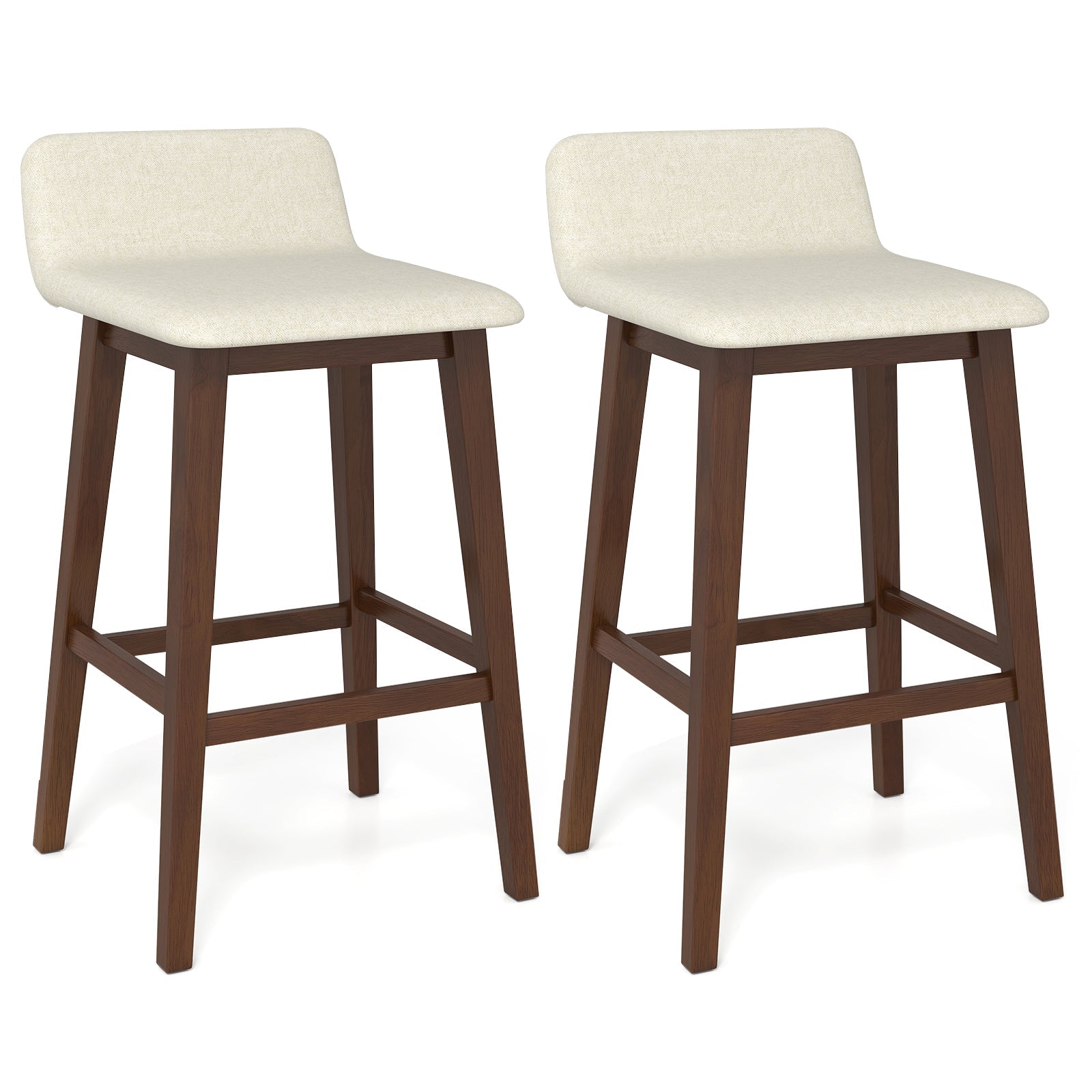 29 Inch Low-Back High-Top Chairs with Padded Seat and Rubber Wood Legs
