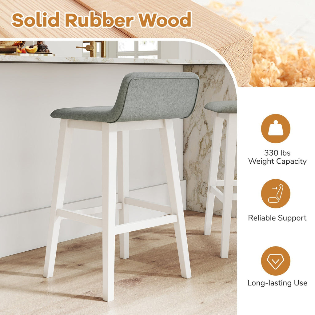 29 Inch Low-Back High-Top Chairs with Padded Seat and Rubber Wood Legs