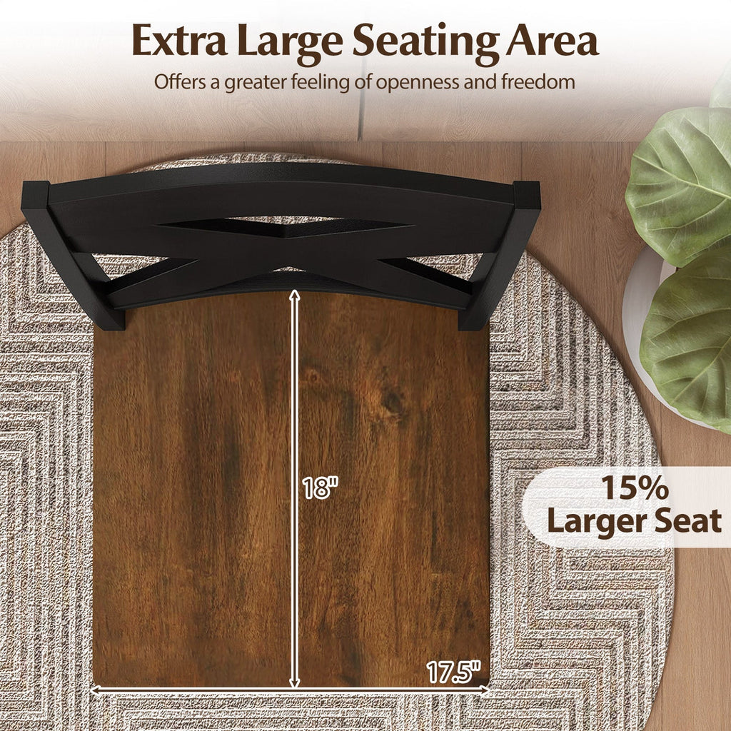 29" Rubberwood Swivel Barstools Set of 2 with Backrest and Large Seat