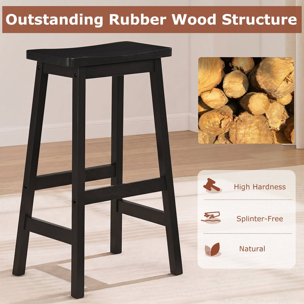 29" Saddle Seat Counter Height Stool Set of 2 with Footrests