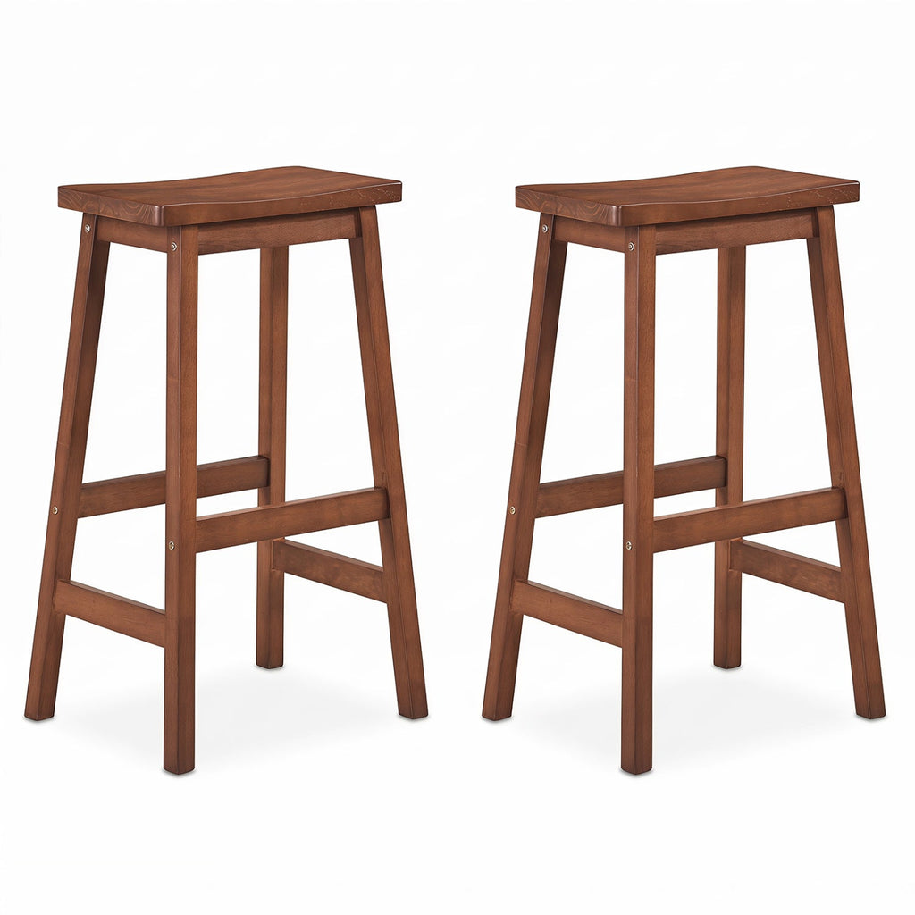 29" Saddle Seat Counter Height Stool Set of 2 with Footrests