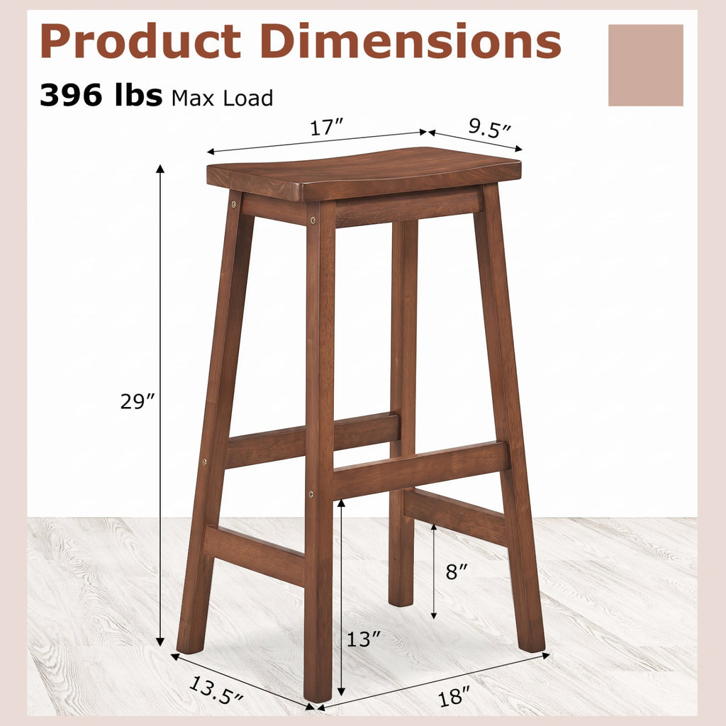29" Saddle Seat Counter Height Stool Set of 2 with Footrests