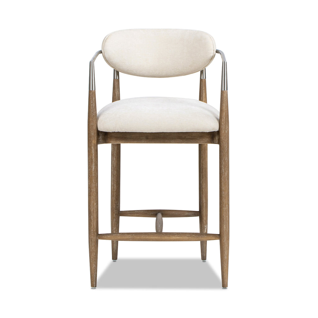Artemis 26" Mixed Material Upholstered Counter Stool with Solid Rubberwood Frame - Warm