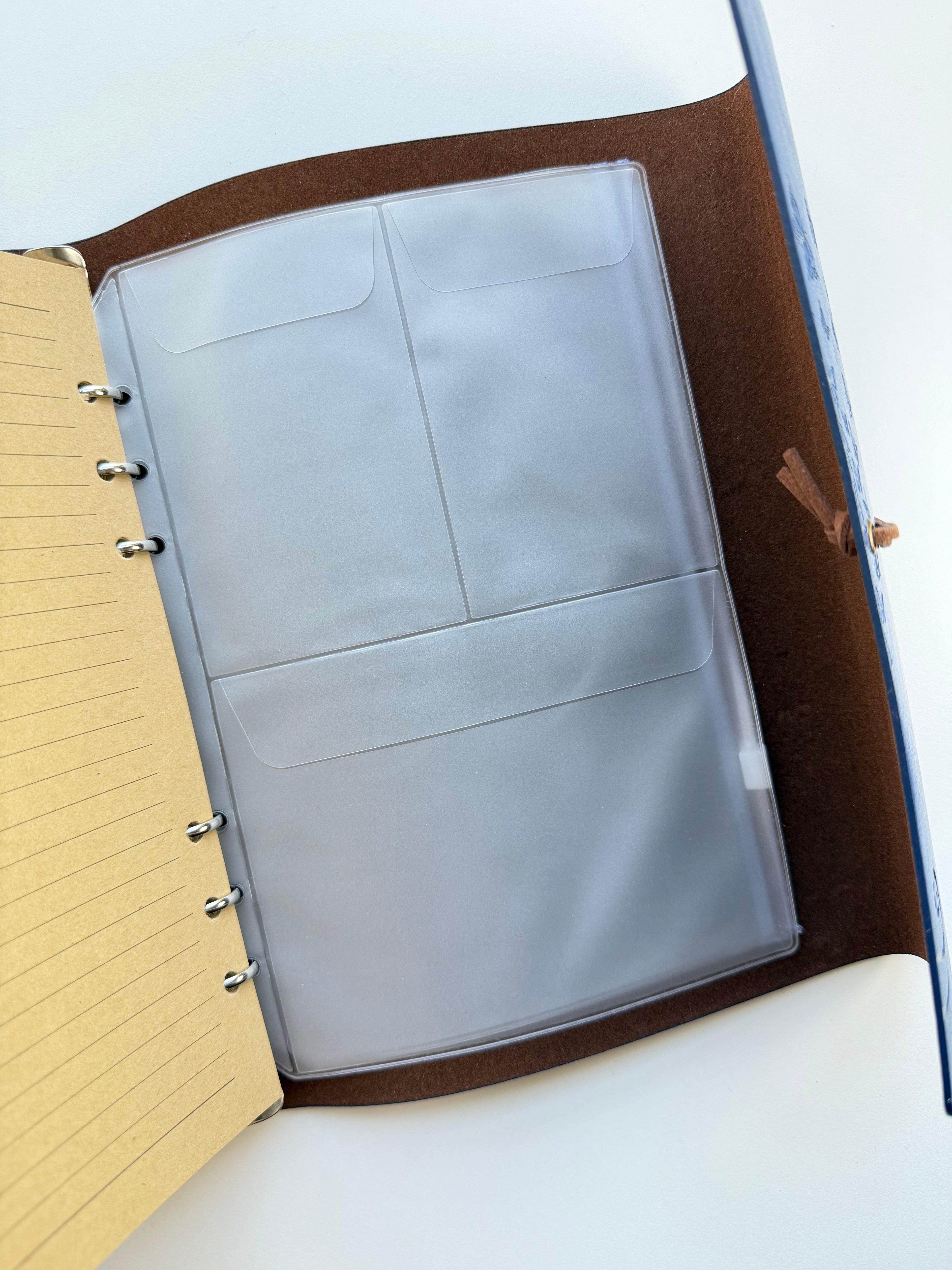 Blue A5 Vintage Faux Leather Binder Notebook