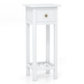 2 Tier Slim Nightstand Bedside Table with Drawer Shelf