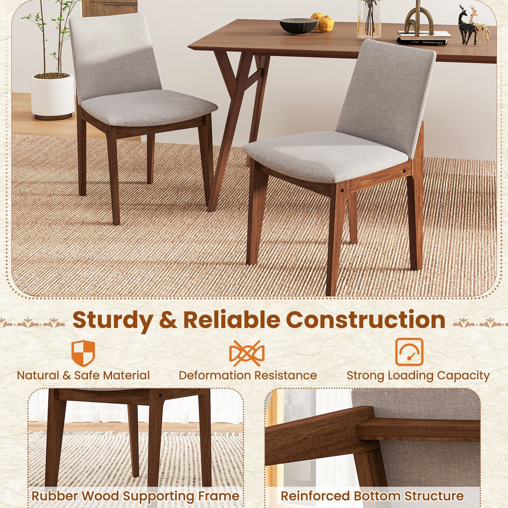 Set of 2 Wooden Dining Chairs Upholstered with High Curved Back-Walnut