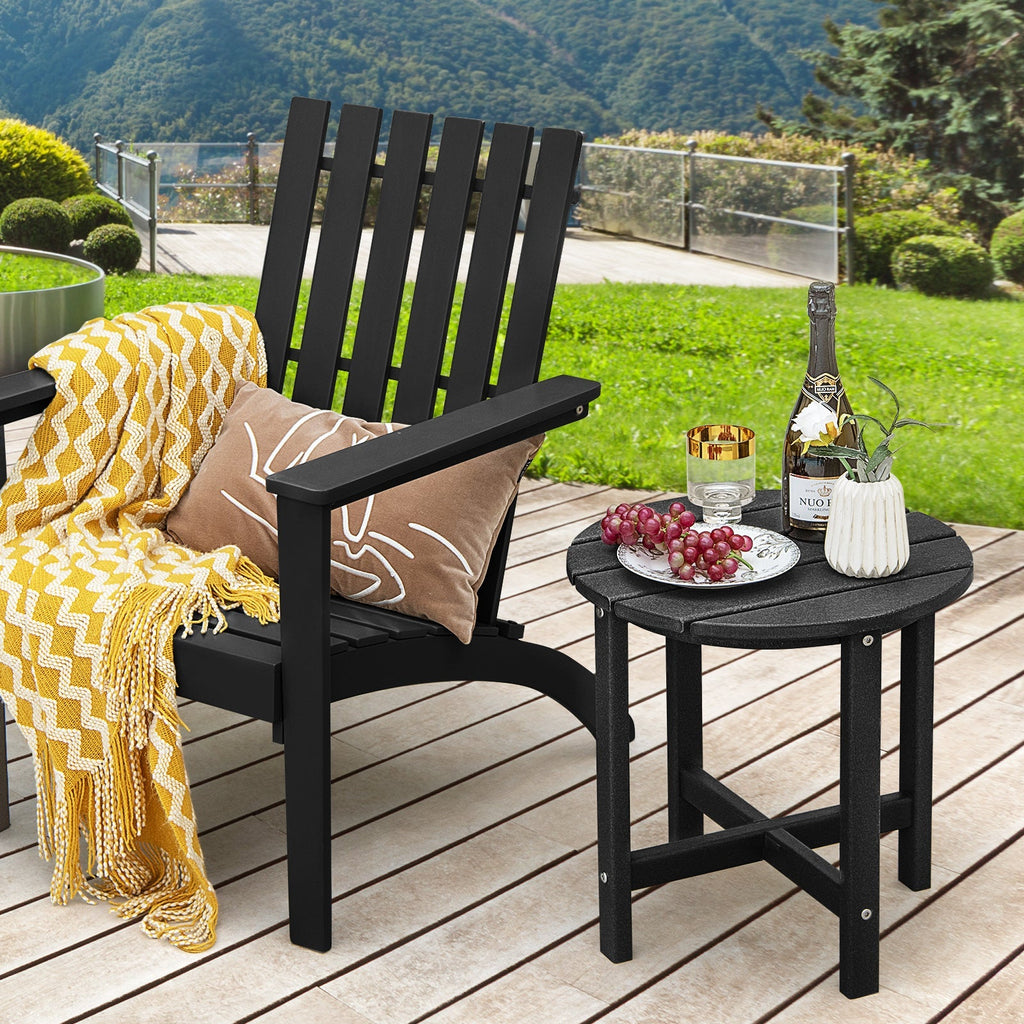 Set of 2 18 Inch Round Weather-Resistant Adirondack Side Tables