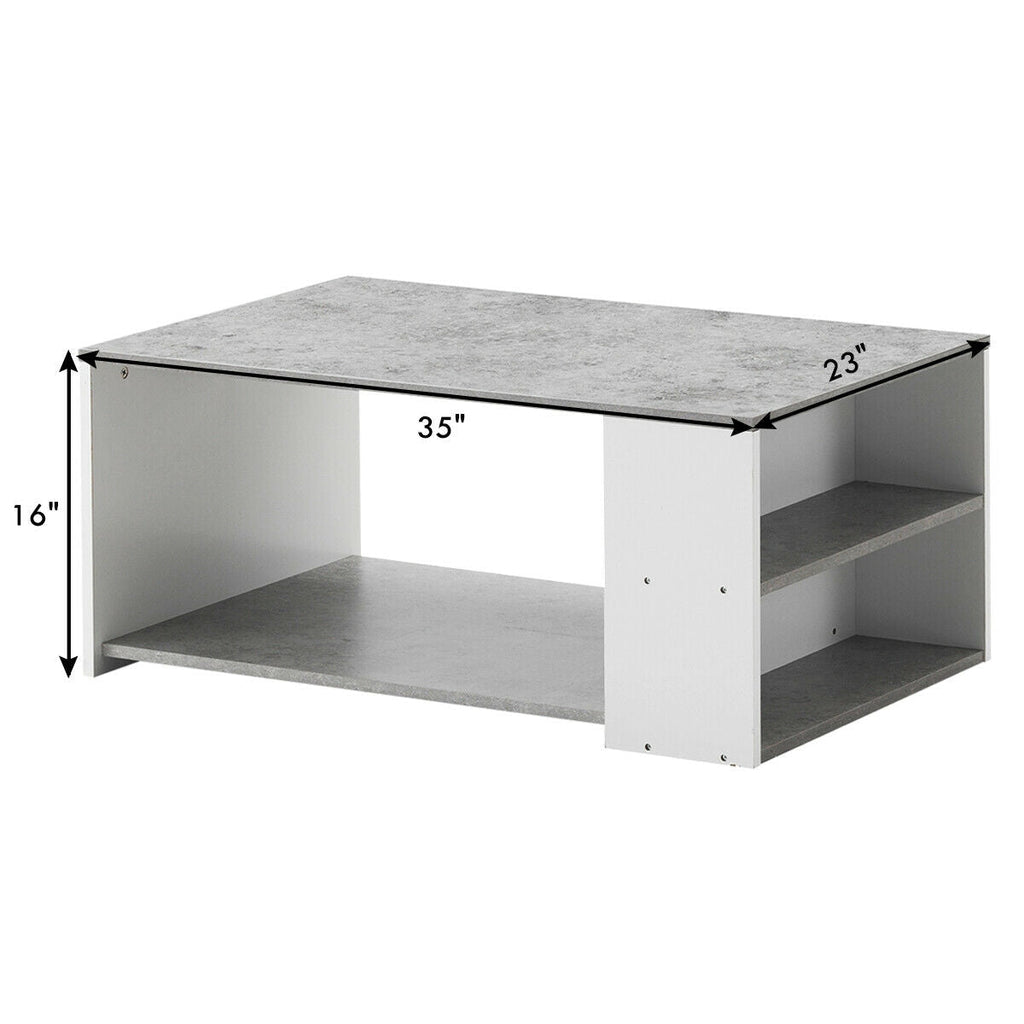 Coffee Table Sofa Side Table with Storage Shelves