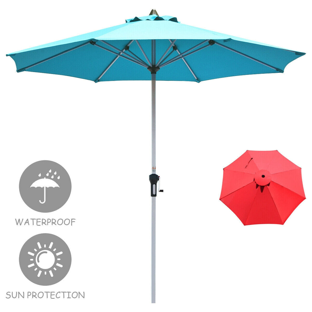 9 Feet Patio Outdoor Market Umbrella with Aluminum Pole without Weight Base