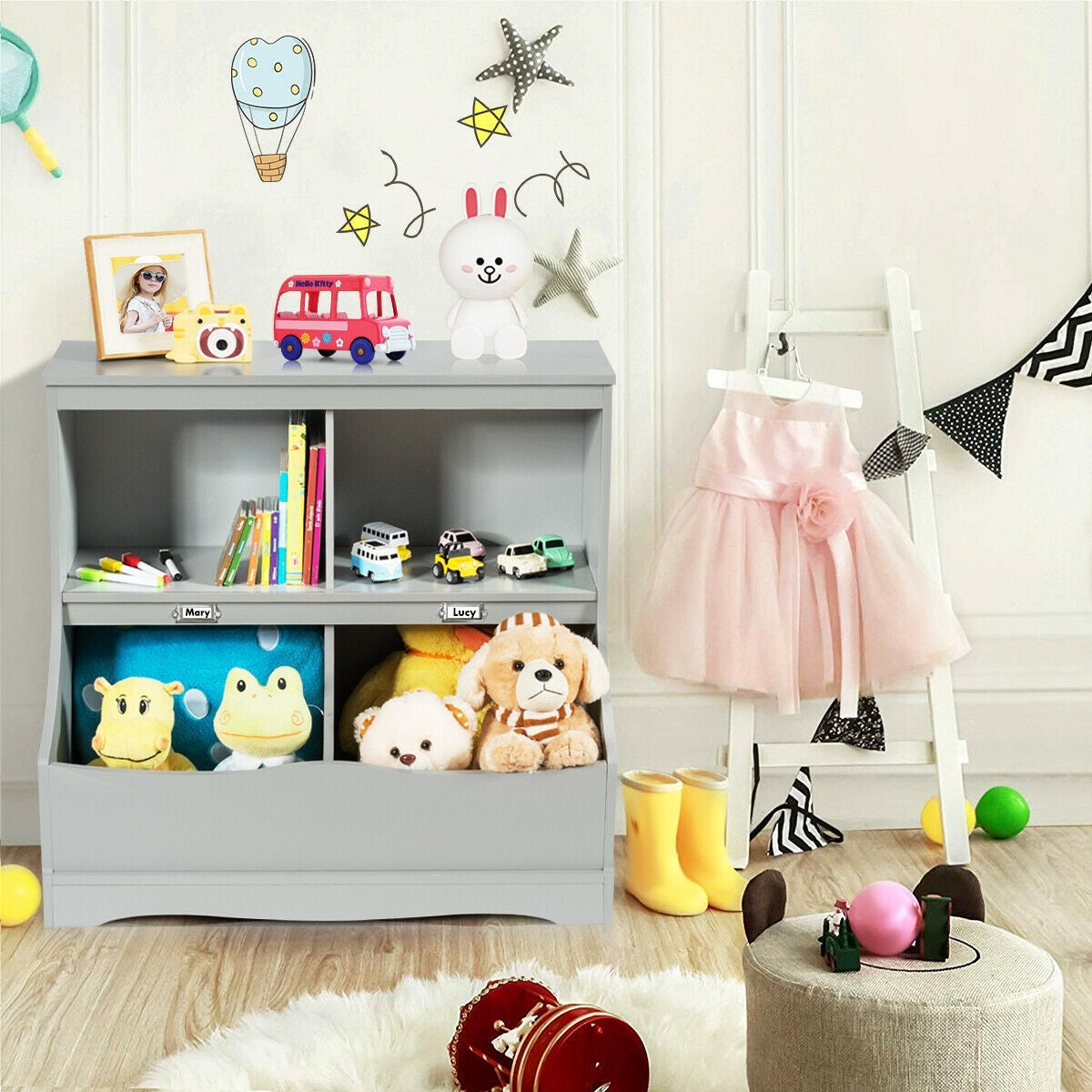 Kids Floor Cabinet Multi-Functional Bookcase