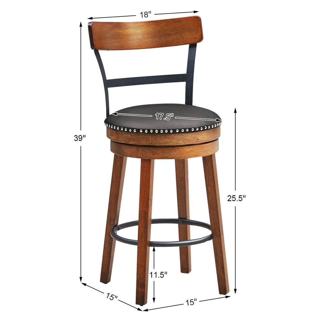 30.5 Inch 360-Degree Swivel Stools with Leather Padded Seat