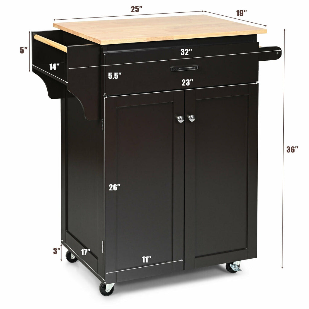 Utility Rolling Storage Cabinet Kitchen Island Cart with Spice Rack