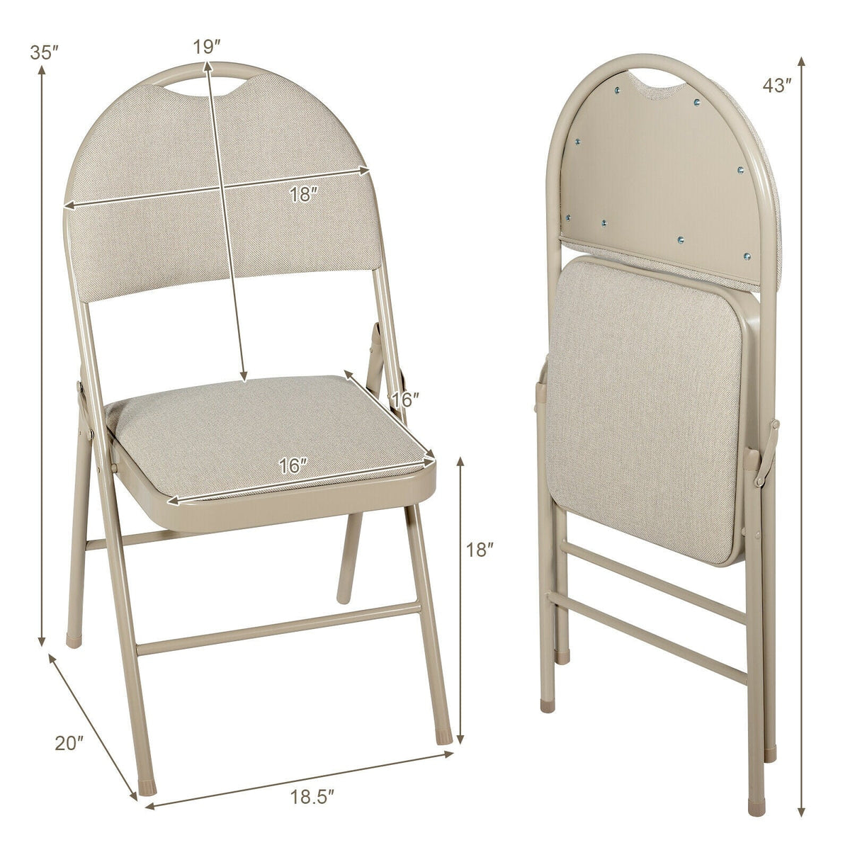 Set of 6 Folding Fabric Upholstered Metal Chairs