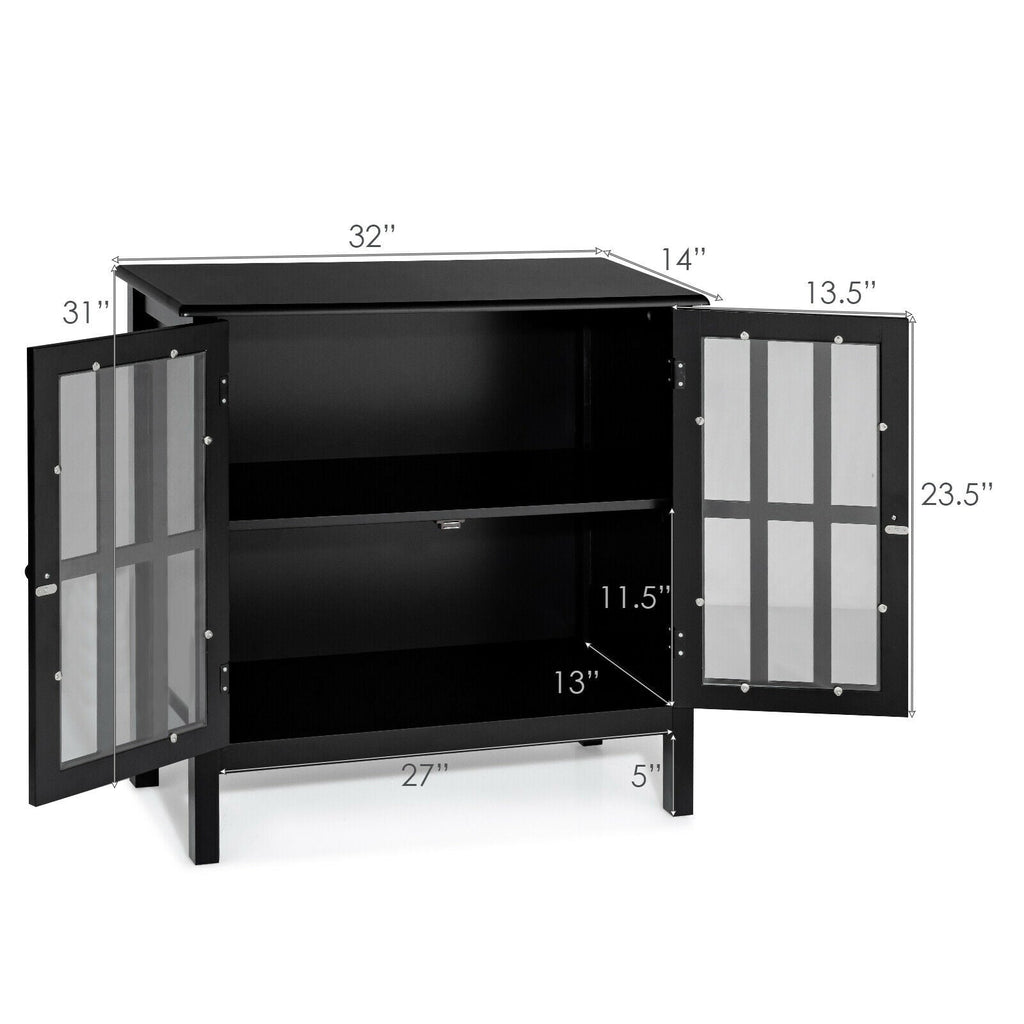 Glass Door Sideboard Console Storage Buffet Cabinet