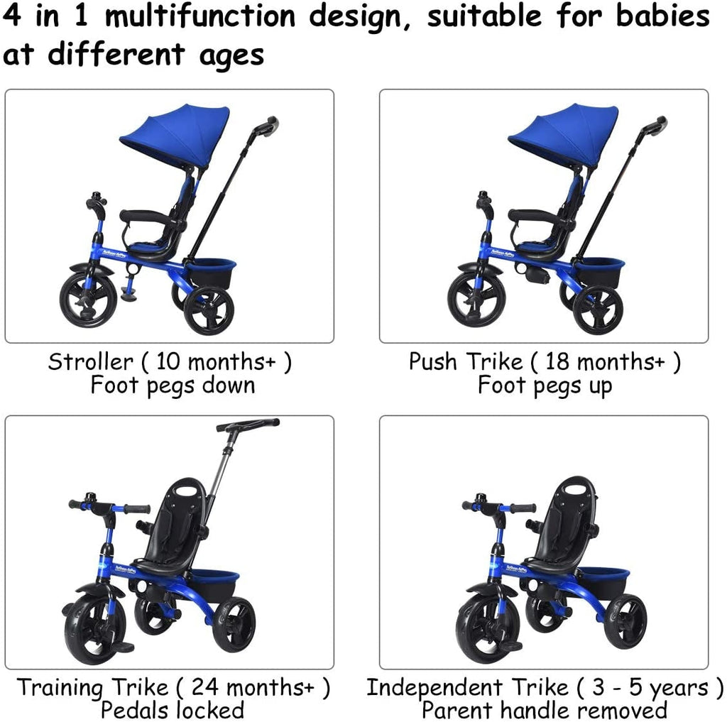4-in-1 Kids Tricycle with Adjustable Push Handle