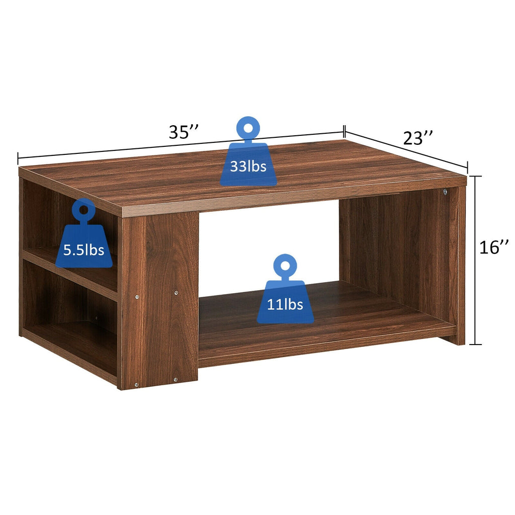 Coffee Table Sofa Side Table with Storage Shelves