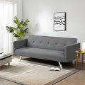 3 Seat Convertible Linen Fabric Futon Sofa with USB and Power Strip