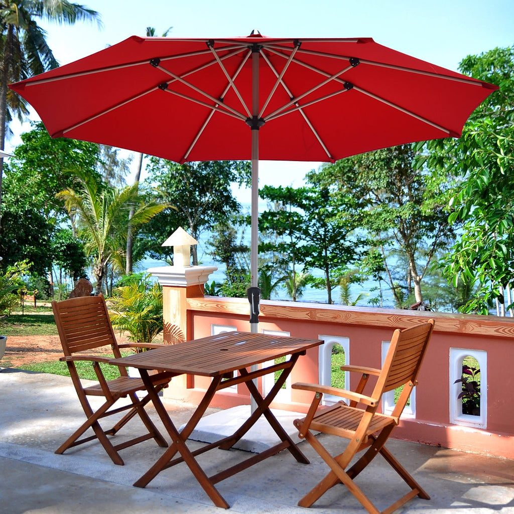9 Feet Patio Outdoor Market Umbrella with Aluminum Pole without Weight Base