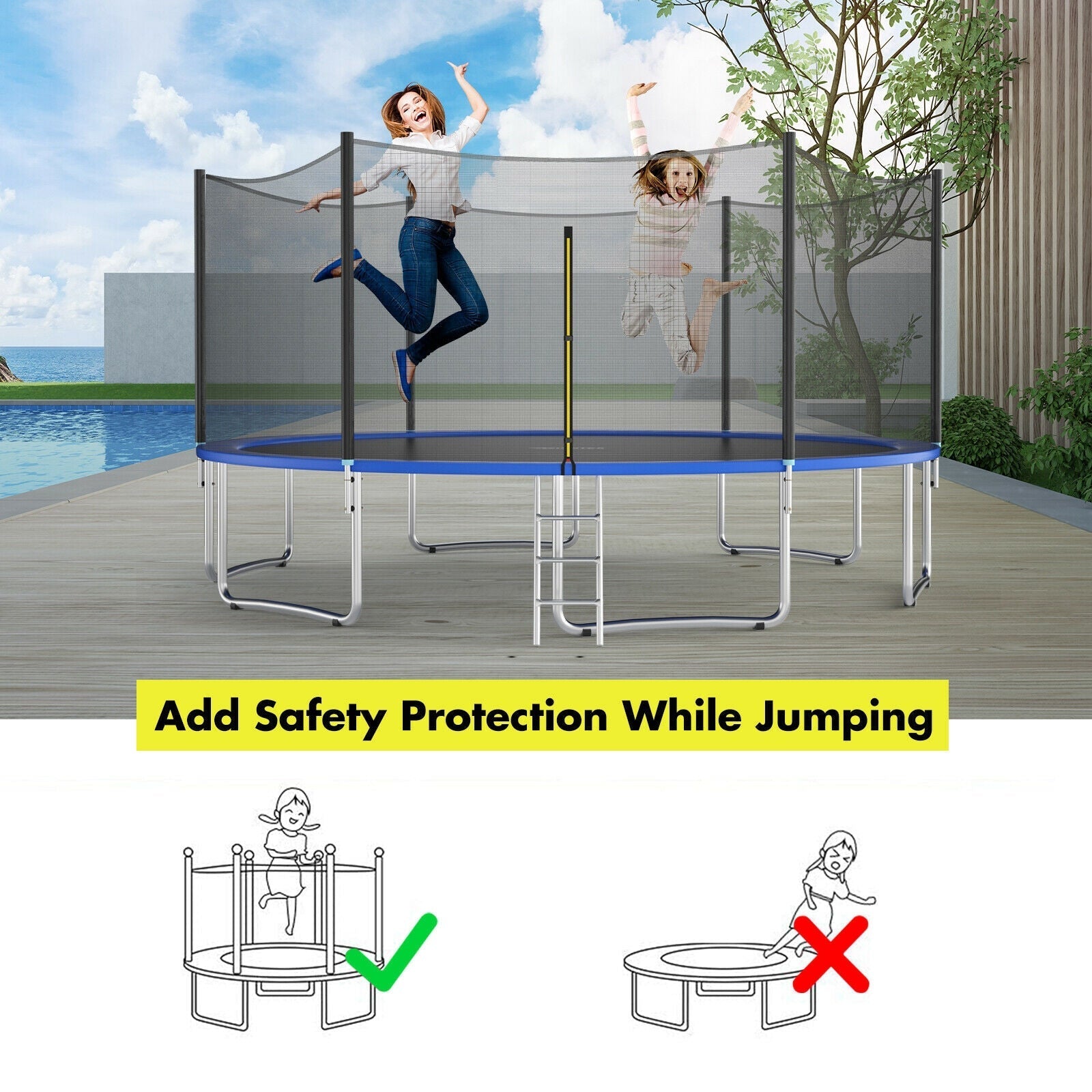 15 Feet Trampoline Safety Replacement Protection Enclosure Net