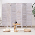 6 Panels Classic Venetian Wooden Slat Room Screen-White