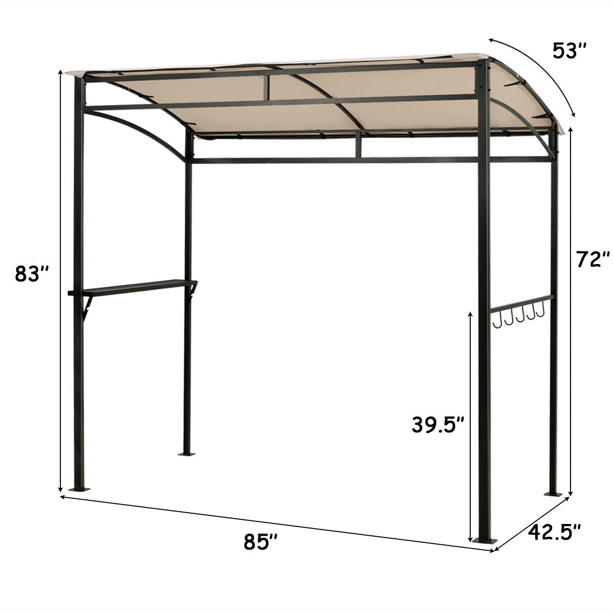 7 x 4.5 Feet Grill Gazebo Outdoor Patio Garden BBQ Canopy Shelter-Brown