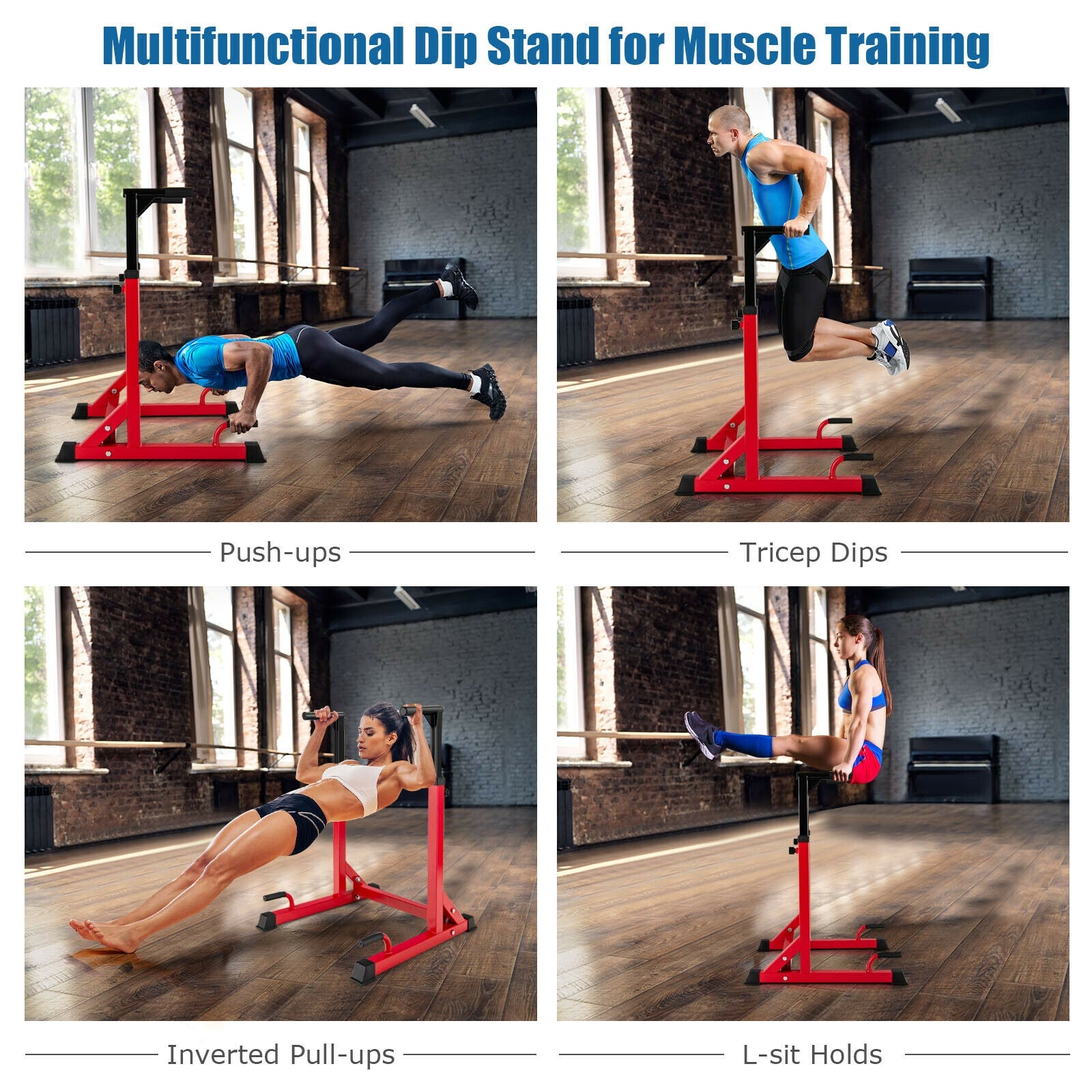 Adjustable Dip Bar with 10 Height Levels