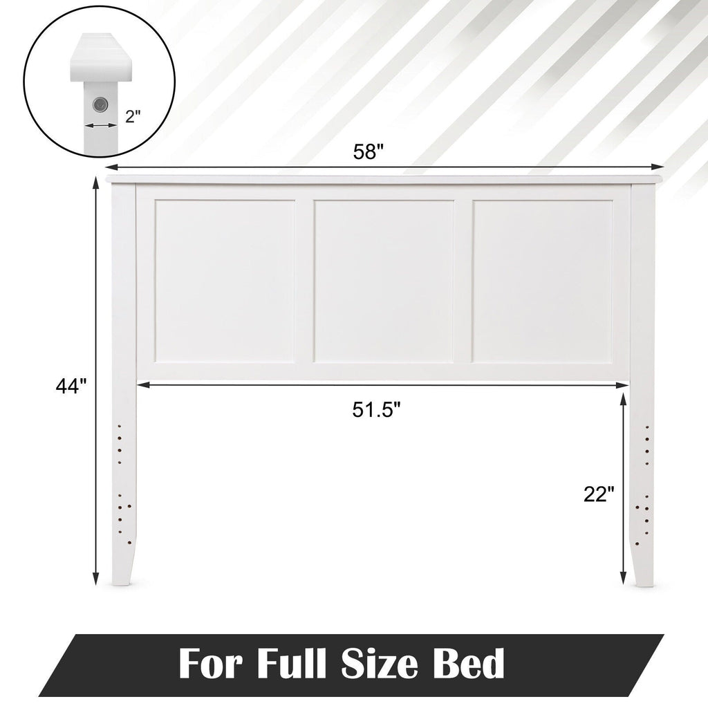 Full Wood Headboard Flat Panel with Pre-drilled Holes and Height Adjustment